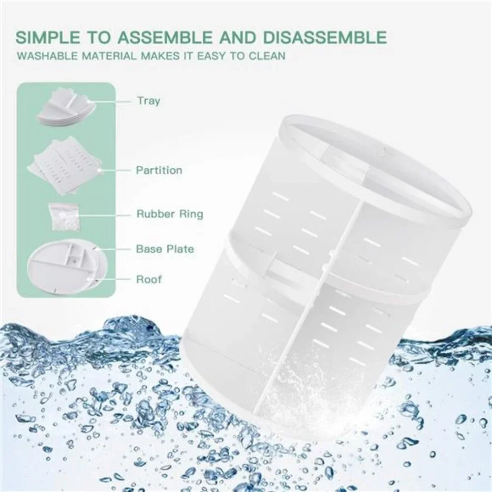 360 Rotating Makeup Organizer,DIY Adjustable Spinning Holder,Foldable Storage